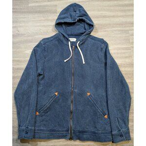Taylor Stitch Indigo Blue Zip-Up Hooded Sweatshirt